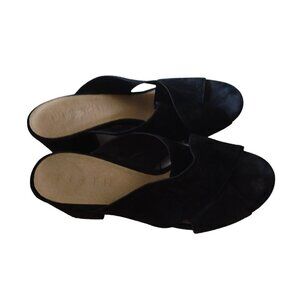 Firth Women's Size 7 Black Suede Block Heel Slip On Strappy Sandals